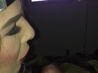 POV Spanish shemale cum in mouth
